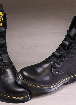 Кожаные зимние ботинки, берцы dr. martens nappa black8 фото