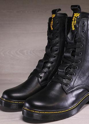 Кожаные зимние ботинки, берцы dr. martens nappa black9 фото