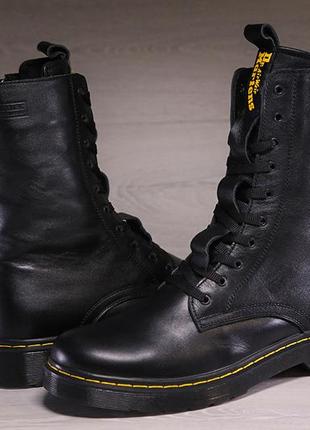 Кожаные зимние ботинки, берцы dr. martens nappa black10 фото