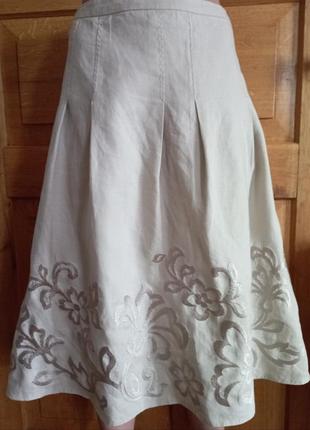 Юбка льняная с вышивкой cinnabar