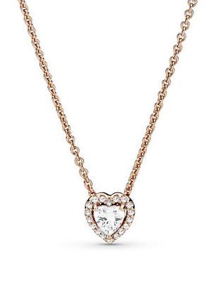 Прозоре серце намисто пандора серце з каменем рожеве золото