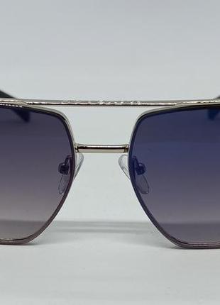 Maybach очки мужские солнцезащитные серо фиолетовый градиент зеркальные в серебристой металлической оправе2 фото