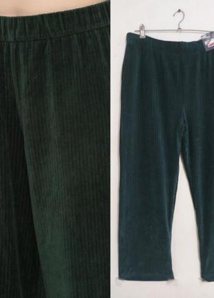 Велюровые прямые брюки в рубчик пояс на резинке m&s collection1 фото