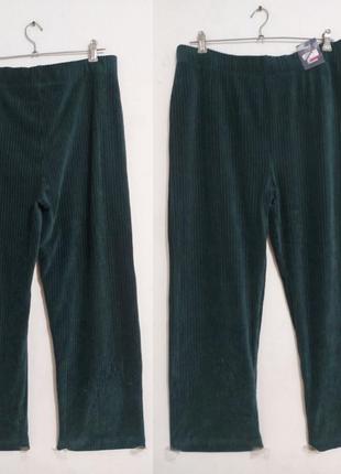 Велюровые прямые брюки в рубчик пояс на резинке m&amp;s collection8 фото