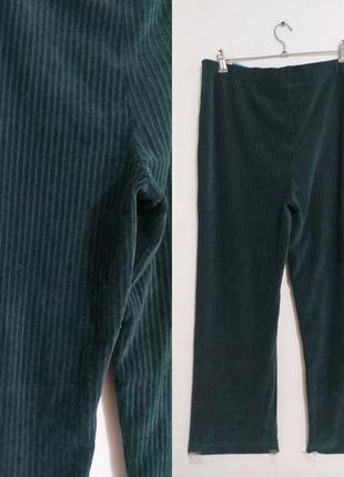 Велюровые прямые брюки в рубчик пояс на резинке m&amp;s collection6 фото