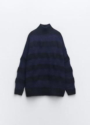 Zara объемный свитер оверсайз в полоску5 фото