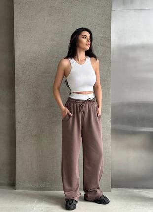 Трендові жіночі штани з трусиками❤️ якісні широкі оверсайз брюки4 фото