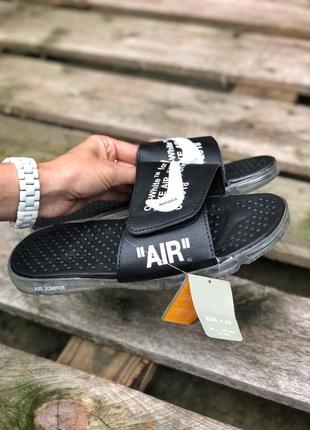 Сланцы мужские nike off-white, черные (найк, офф вайт, шлепки, шлепанцы, вьетнамки, тапки)3 фото