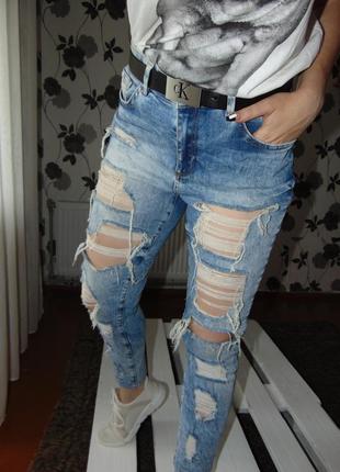 Круті рвані джинси fitt originals(турція) 38р.1 фото