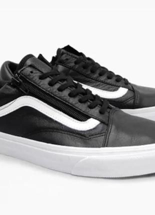 Жіночі шкіряні кеди vans old skool zip premium leather black2 фото