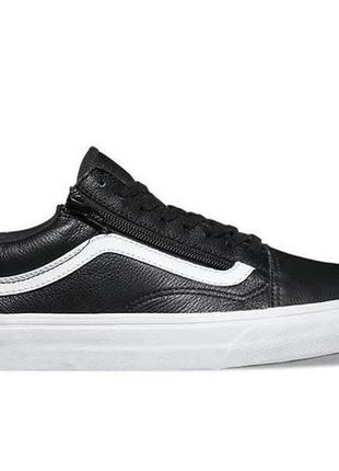 Женские кожаные кеды vans old skool zip premium leather black3 фото