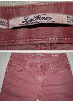 Штаны джинсы zara грязно розового цвета скинни зауженые2 фото