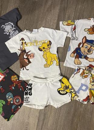 Набор вещей, костюм / шорты / футболка с супергероями zara next 12-18 месяцев