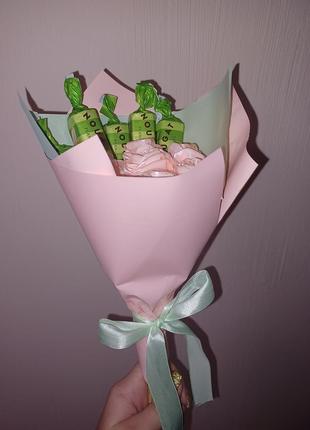 Букет троянд з атласної стрічки2 фото