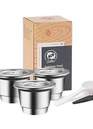 3 шт. многоразовая капсула icafilas из нержавеющей стали для кофеварки nespresso неспресссо