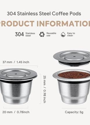 3 шт. многоразовая капсула icafilas из нержавеющей стали для кофеварки nespresso неспресссо2 фото