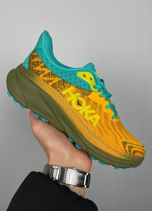 Мужские кроссовки зеленые с желтым в стиле hoka challenger atr 76 фото