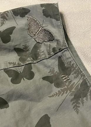 Мини юбка хаки с бабочками и нашивками с регулятором размера юбка пост панк альт гранж y2k стиль 20005 фото