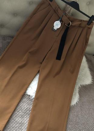 Широкі брюки з паском кольору кемел primark р.161 фото
