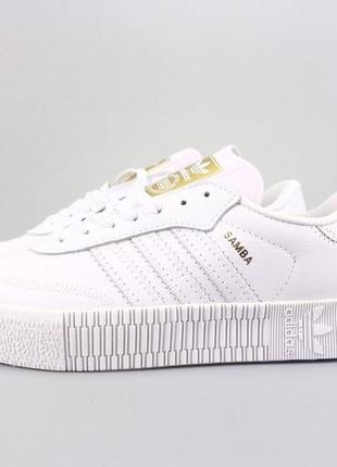 Кроссовки женские adidas samba rose, белые / золотистые (адидас самба роуз, адидасы, кеды)2 фото