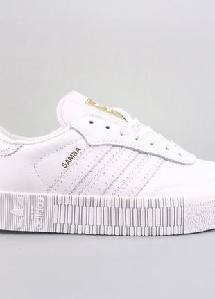 Кросівки жіночі adidas samba rose, білі / золотисті (адис самба роуз, адидаси, кеди)1 фото