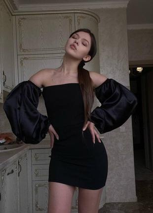 Сукня приталена модель з об’ємними  рукавами в довжині міні .1 фото