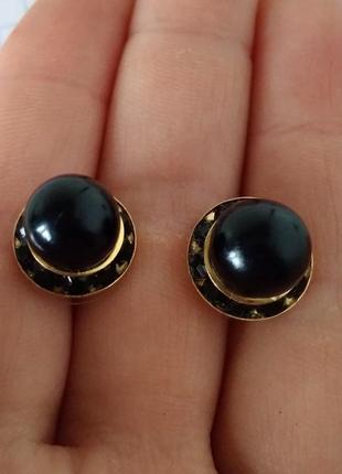 Сережки сережки кульчики гвоздики пусети чорні перлини біжутерія1 фото