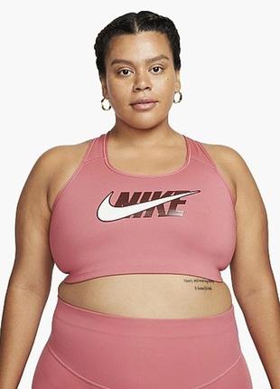 Женский спортивный топ nike womens medium-support non-padded sports bra (plus size) pink