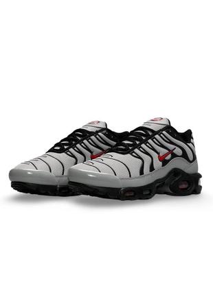 Чоловічі кросівки сврі з красним та чорним у стилі nike air max plus gray black red5 фото