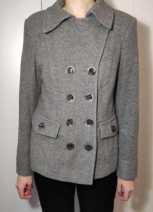 Пальто двубортное женское короткое шерстяное р.46-48 mexx woolmark серое1 фото