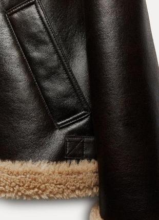 Zara двусторонняя байкерская куртка дублёнка9 фото