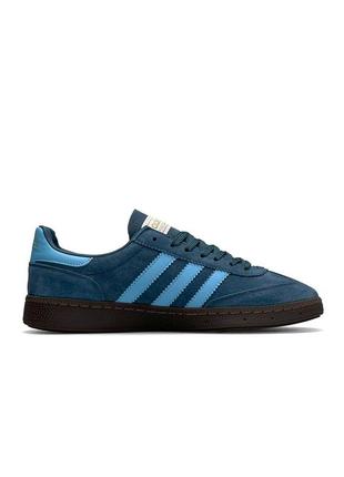 Мужские кроссовки с голубым в стиле adidas spezial navy blue1 фото