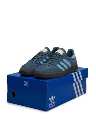 Мужские кроссовки с голубым в стиле adidas spezial navy blue3 фото