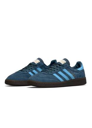 Мужские кроссовки с голубым в стиле adidas spezial navy blue5 фото