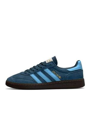 Мужские кроссовки с голубым в стиле adidas spezial navy blue6 фото