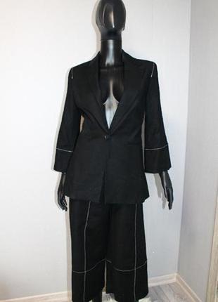 Стильный черный женский костюм пиджак блейзер и кюлоты бермуды reserved р. xs 421 фото