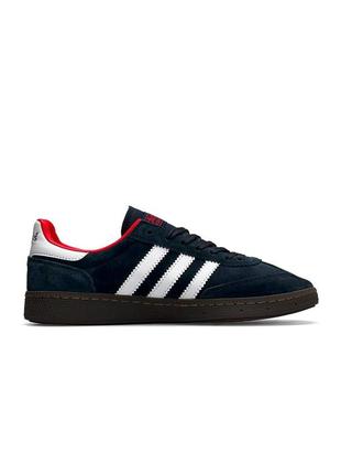 Мужские кроссовки синие с белым и красным в стиле adidas spezial navy white1 фото