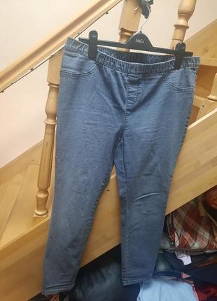 Брюки джинсы стрейчевые зауженные на резинке