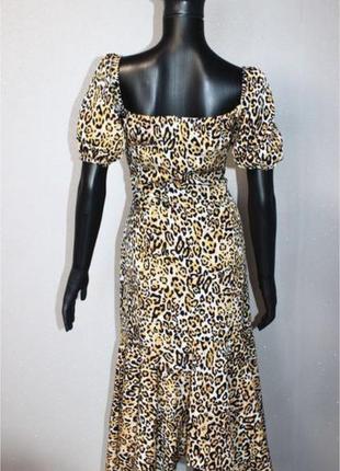 Сукня міді леопардова декольте буфи ліхтарики корсетна плаття міді довге літнє5 фото