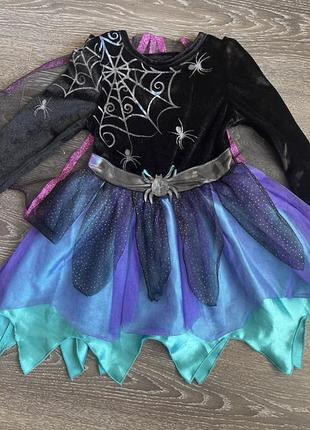Карнавальний костюм сукня королева павуків відьма чаклунка на хеловін геловін6 фото