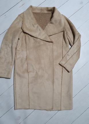 Шикарная ,двухсторонняя шубка -пальто m&amp;s4 фото