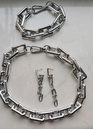 Набор колье, браслет и серьги и цепочка цвета -