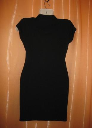 Еластична чорна сукня плаття по фігурі силуетна тягнеться км1927 з горлом в китайському стилі6 фото