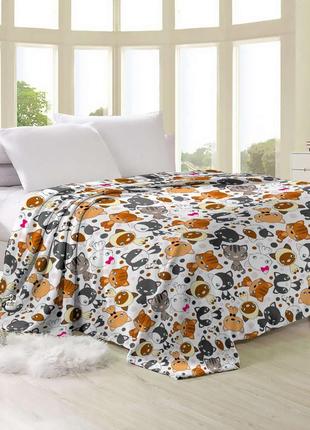 Плед флис с котиками котами полуторка