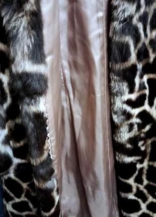 Шуба из натурального меха фасон халат с поясом ягуар леопард принт6 фото