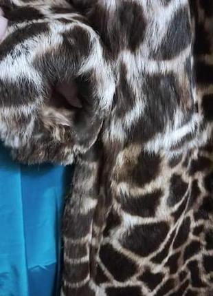 Шуба з природного хутра фасон халат з поясом ягуар леопард принт9 фото