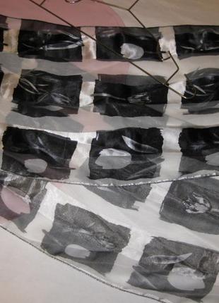 Легкий прозрачный серый черный шарф шаль широкий с тюльпанами км19267 фото