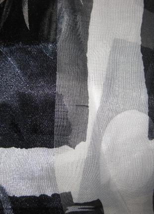 Легкий прозрачный серый черный шарф шаль широкий с тюльпанами км192610 фото