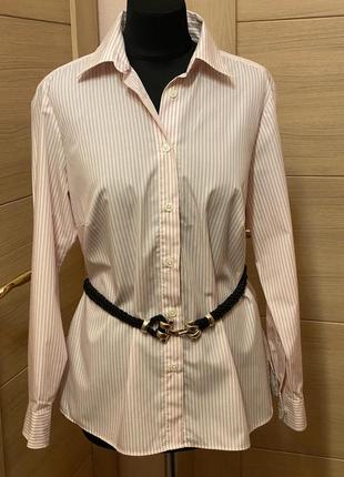 Новая стильная рубашка в бело-розовую пососку подойдет на 48, 50 больших размеров л, хл4 фото