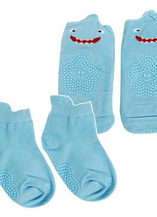 Набор для младенцев наколенники и носки голубой, megazayka, 0649голубой